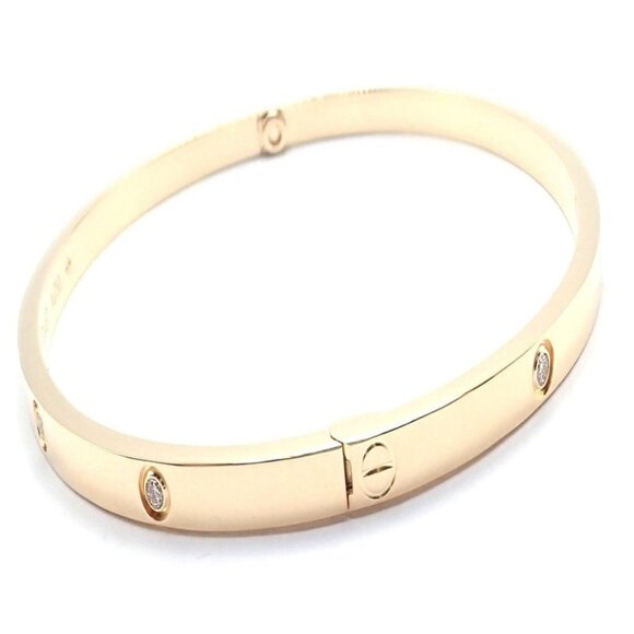 Cartier Love 18k Yellow Gold 10 Diamond Small Model Bangle Bracelet Sz 19 Cert. - Picture 11 of 11